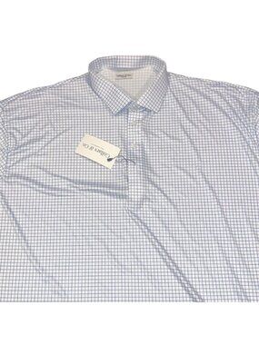 NWT Collars & Co Polo Shirt 4XL Dress Collar Performance Thin Blue Check Office